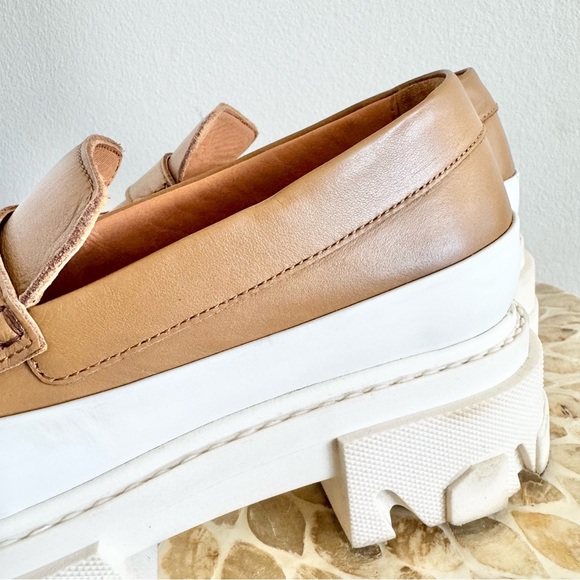 Ganni Tan Chunky Heel Penny Calf Leather Loafers Size 37/US 7 - Picture 9 of 15